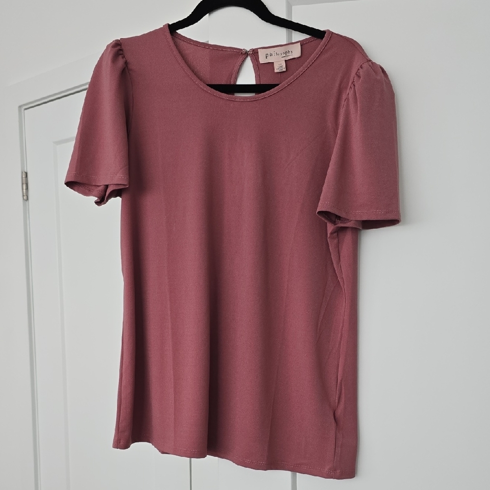 Philosophy Dusty Rose Puff Shoulder Tee